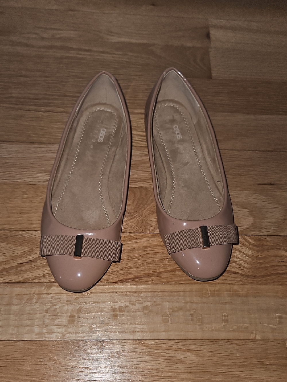 ASOS Blush Patent Bow Pointed-Toe Flats